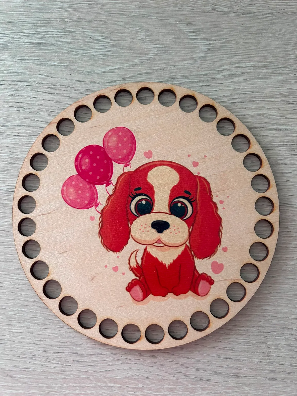 Wooden basket lid Ø15 cm – Doggy