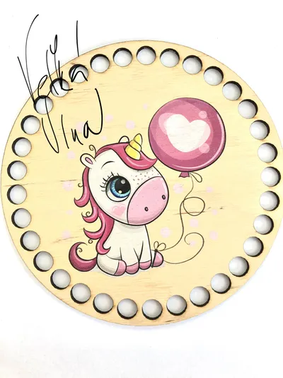 Wooden crochet base – Unicorn