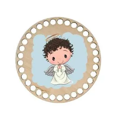 Wooden basket lid Ø15 cm – First communion IV