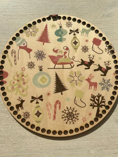 Wooden basket base Ø30 cm – Christmas motif I