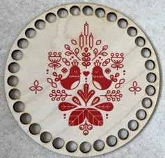 Drevený vrchnák – preglejkový základ Červený folk 15cm