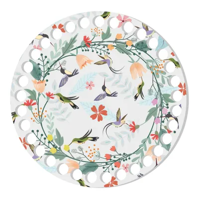 Wooden basket lid Ø15 cm – Birds