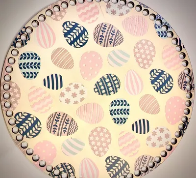 Wooden basket base Ø30 cm – Easter motif Eggs