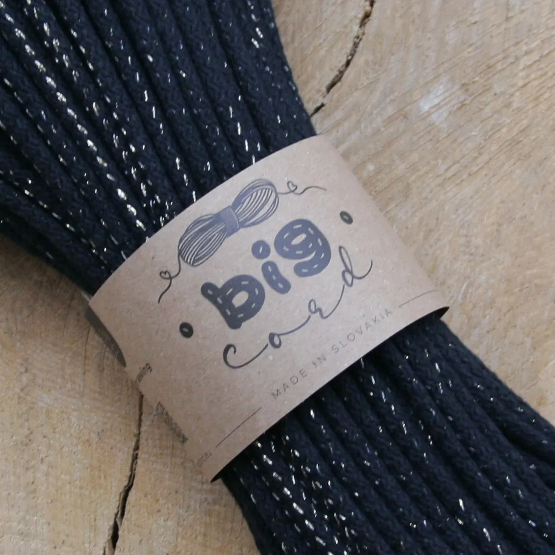 6mm cord for sewing (009) as Charcoal with gold