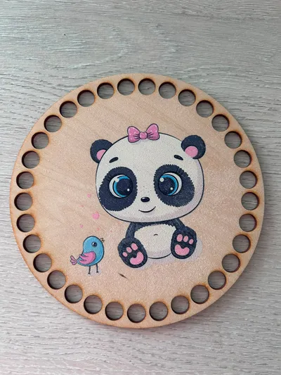Wooden basket lid Ø15 cm – Panda II