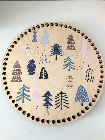 Wooden basket base Ø30 cm – Christmas motif VII