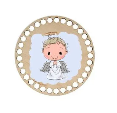 Wooden basket lid Ø15 cm – First communion III
