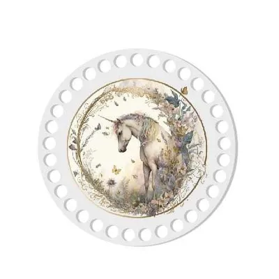 Wooden basket lid Ø15 cm – Fairy-tale horse